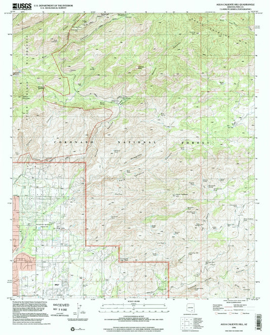 Classic USGS Agua Caliente Hill Arizona 7.5'x7.5' Topo Map Image