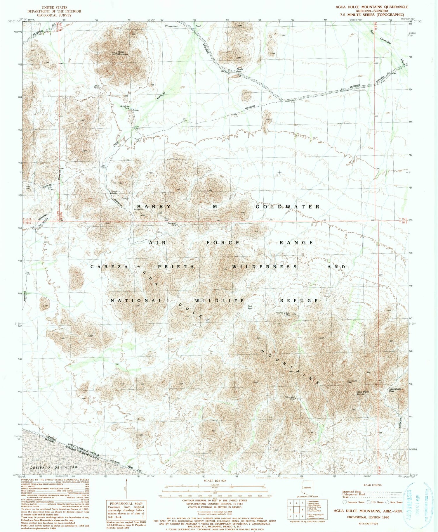 Classic USGS Agua Dulce Mountains Arizona 7.5'x7.5' Topo Map Image