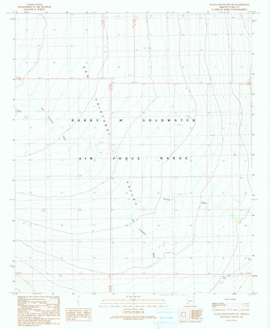 Classic USGS Aguila Mountains SW Arizona 7.5'x7.5' Topo Map Image