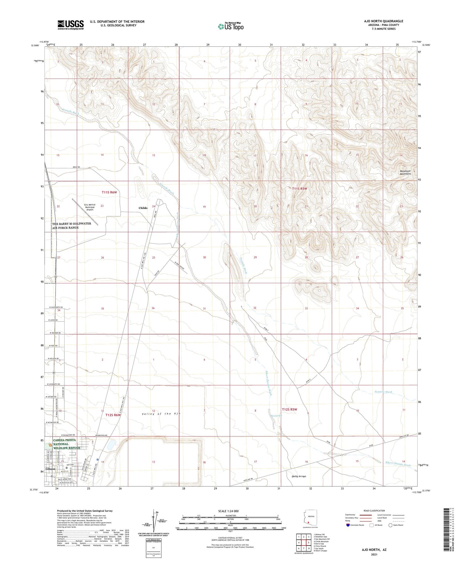 Ajo North Arizona US Topo Map Image