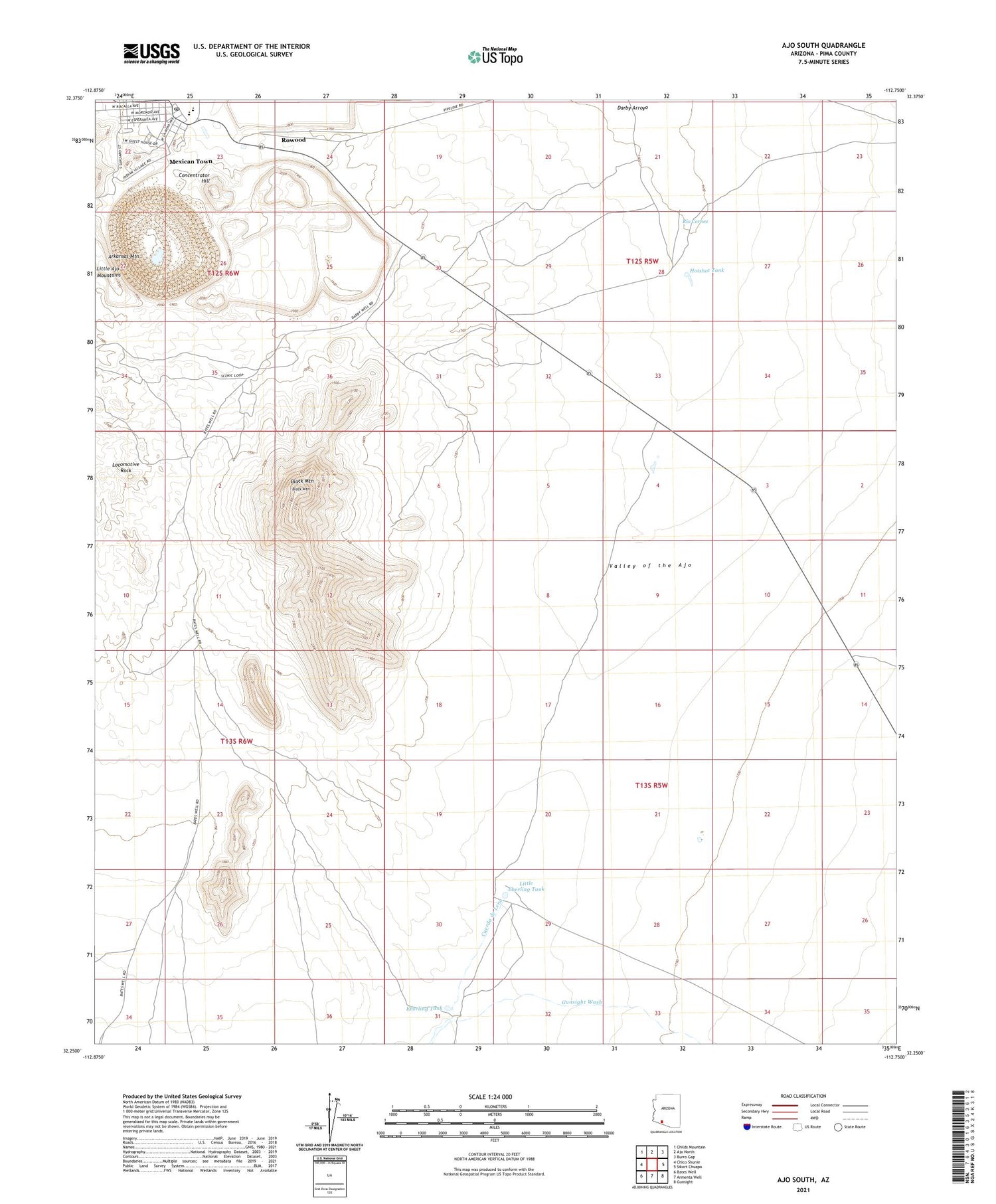 Ajo South Arizona US Topo Map Image