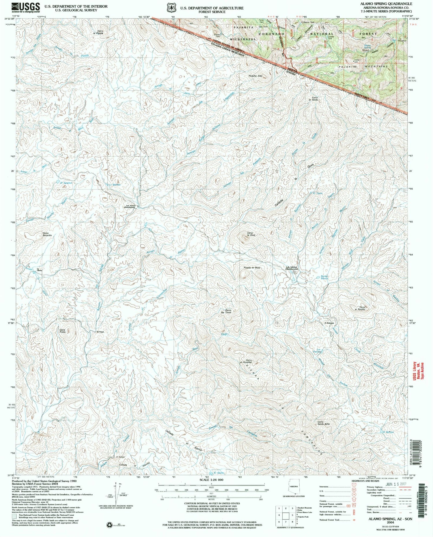 Classic USGS Alamo Spring Arizona 7.5'x7.5' Topo Map Image