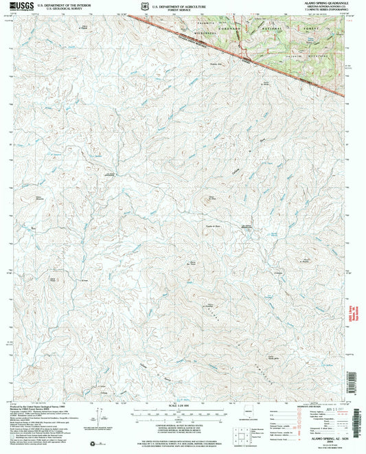 Classic USGS Alamo Spring Arizona 7.5'x7.5' Topo Map Image