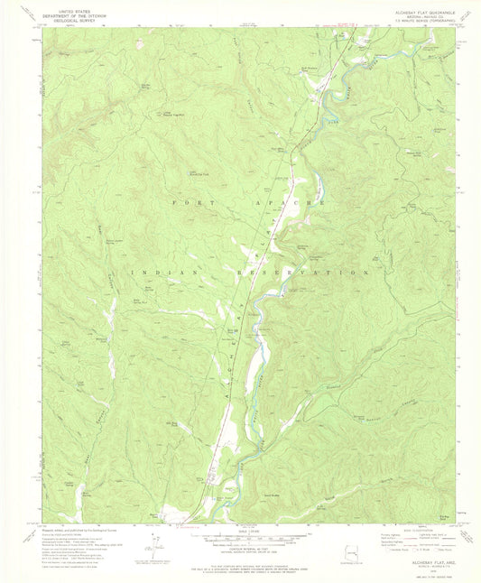 Classic USGS Alchesay Flat Arizona 7.5'x7.5' Topo Map Image