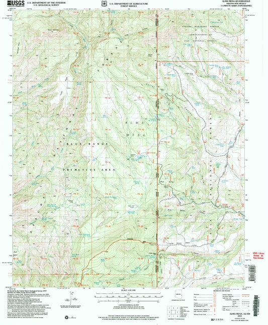 Classic USGS Alma Mesa Arizona 7.5'x7.5' Topo Map Image
