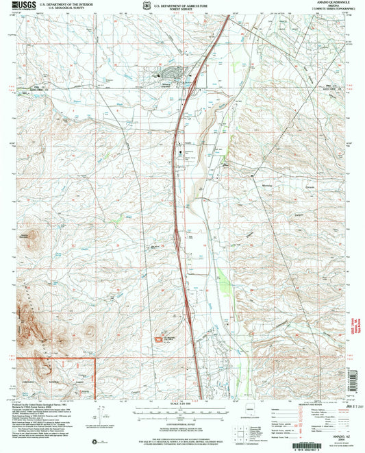 Classic USGS Amado Arizona 7.5'x7.5' Topo Map Image