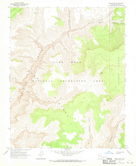Classic USGS Amos Point Arizona 7.5'x7.5' Topo Map Image