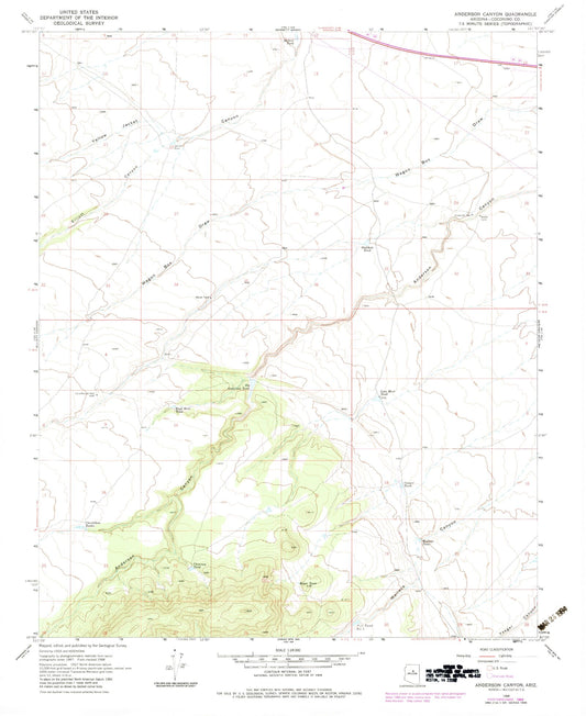 Classic USGS Anderson Canyon Arizona 7.5'x7.5' Topo Map Image