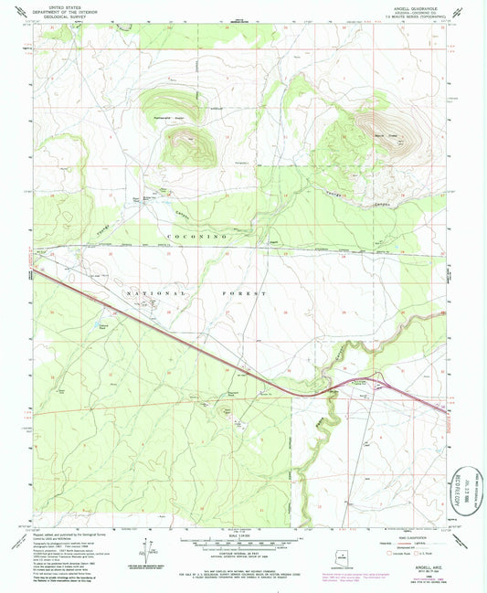 Classic USGS Angell Arizona 7.5'x7.5' Topo Map Image