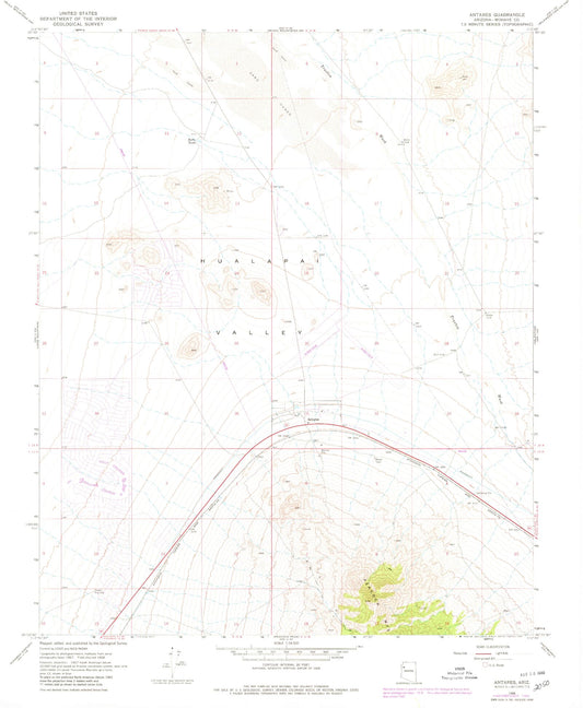 Classic USGS Antares Arizona 7.5'x7.5' Topo Map Image