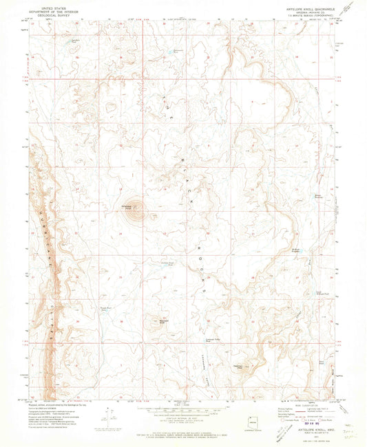 Classic USGS Antelope Knoll Arizona 7.5'x7.5' Topo Map Image