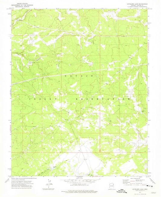 Classic USGS Antelope Lake Arizona 7.5'x7.5' Topo Map Image