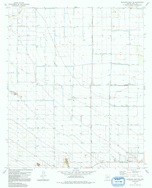 Classic USGS Antelope Peak NE Arizona 7.5'x7.5' Topo Map Image