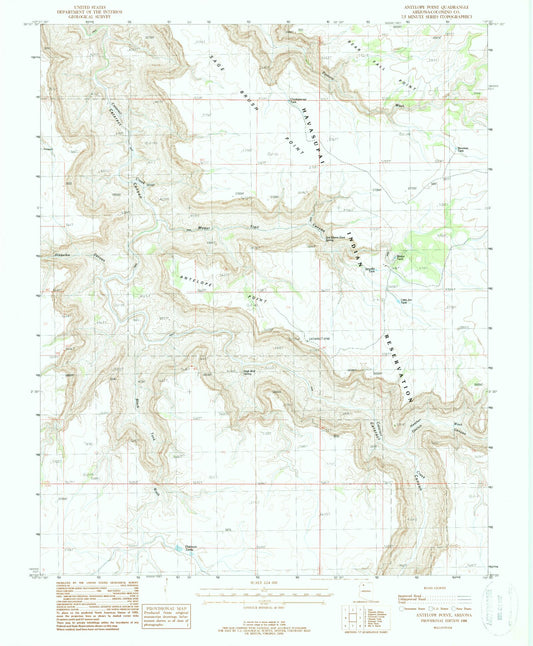 Classic USGS Antelope Point Arizona 7.5'x7.5' Topo Map Image