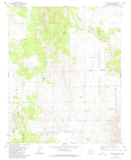 Classic USGS Anvil Rock Arizona 7.5'x7.5' Topo Map Image