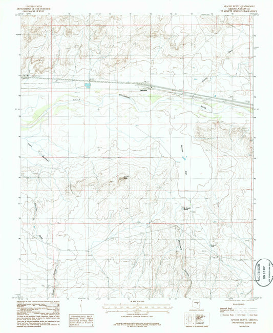 Classic USGS Apache Butte Arizona 7.5'x7.5' Topo Map Image