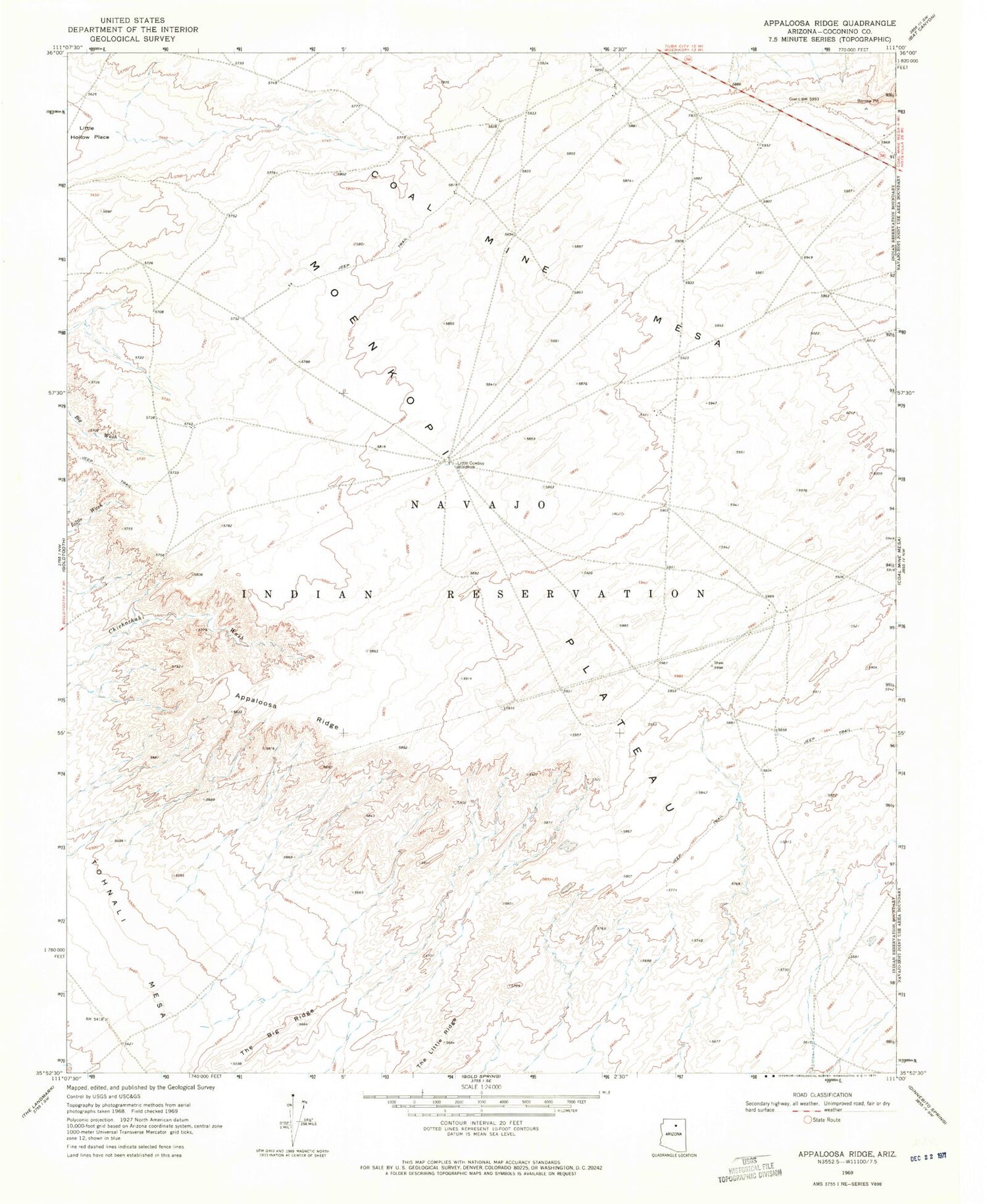 Classic USGS Appaloosa Ridge Arizona 7.5'x7.5' Topo Map Image