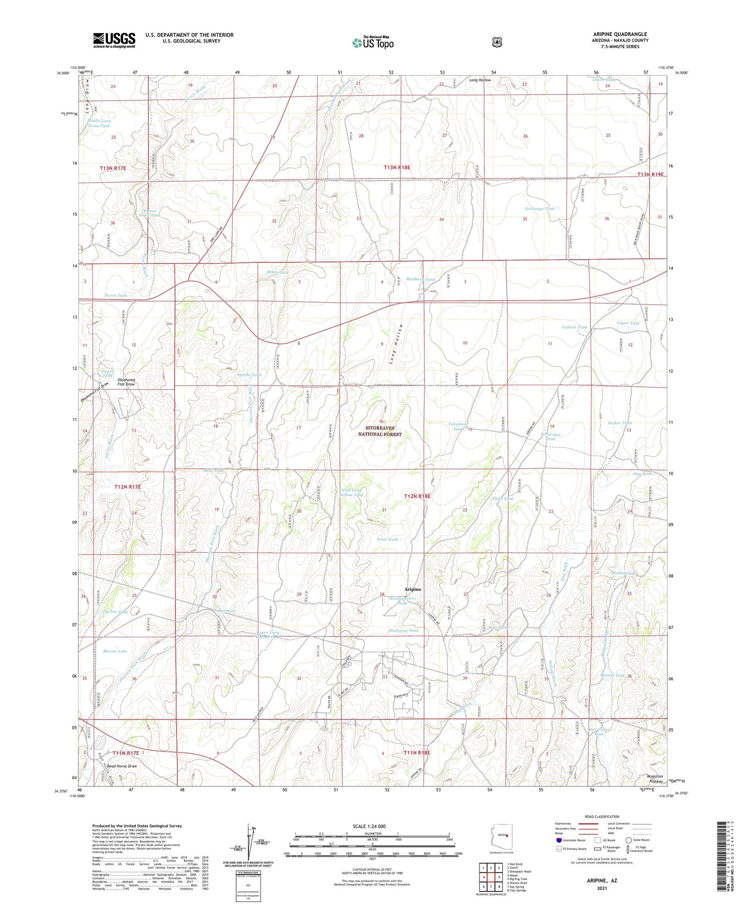 Aripine Arizona US Topo Map Image