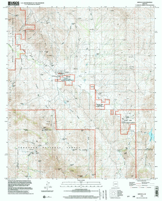 Classic USGS Arivaca Arizona 7.5'x7.5' Topo Map Image