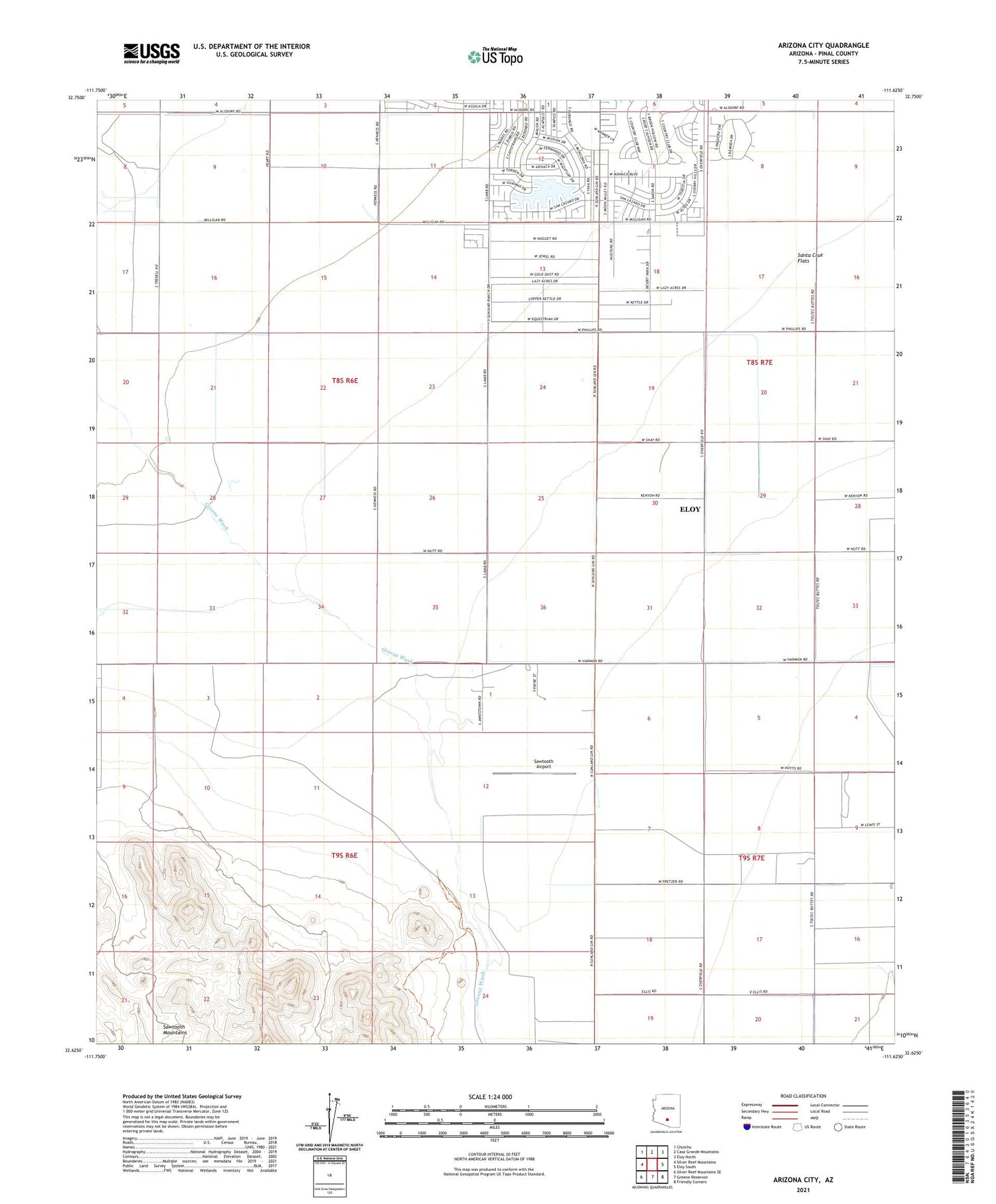 Arizona City Arizona US Topo Map Image