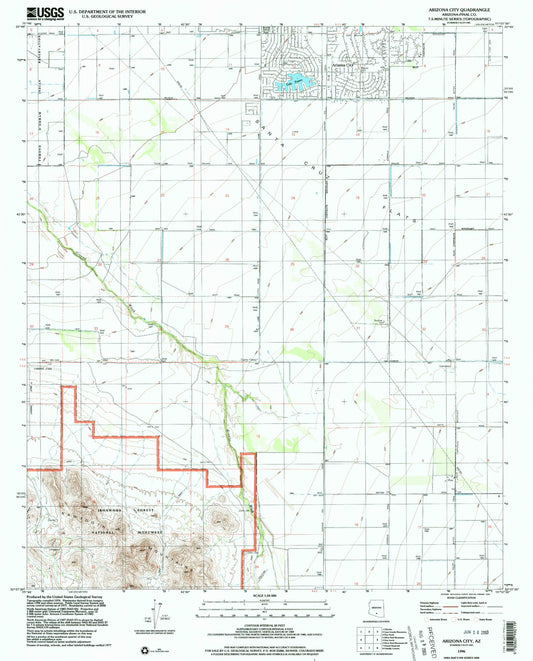 Classic USGS Arizona City Arizona 7.5'x7.5' Topo Map Image