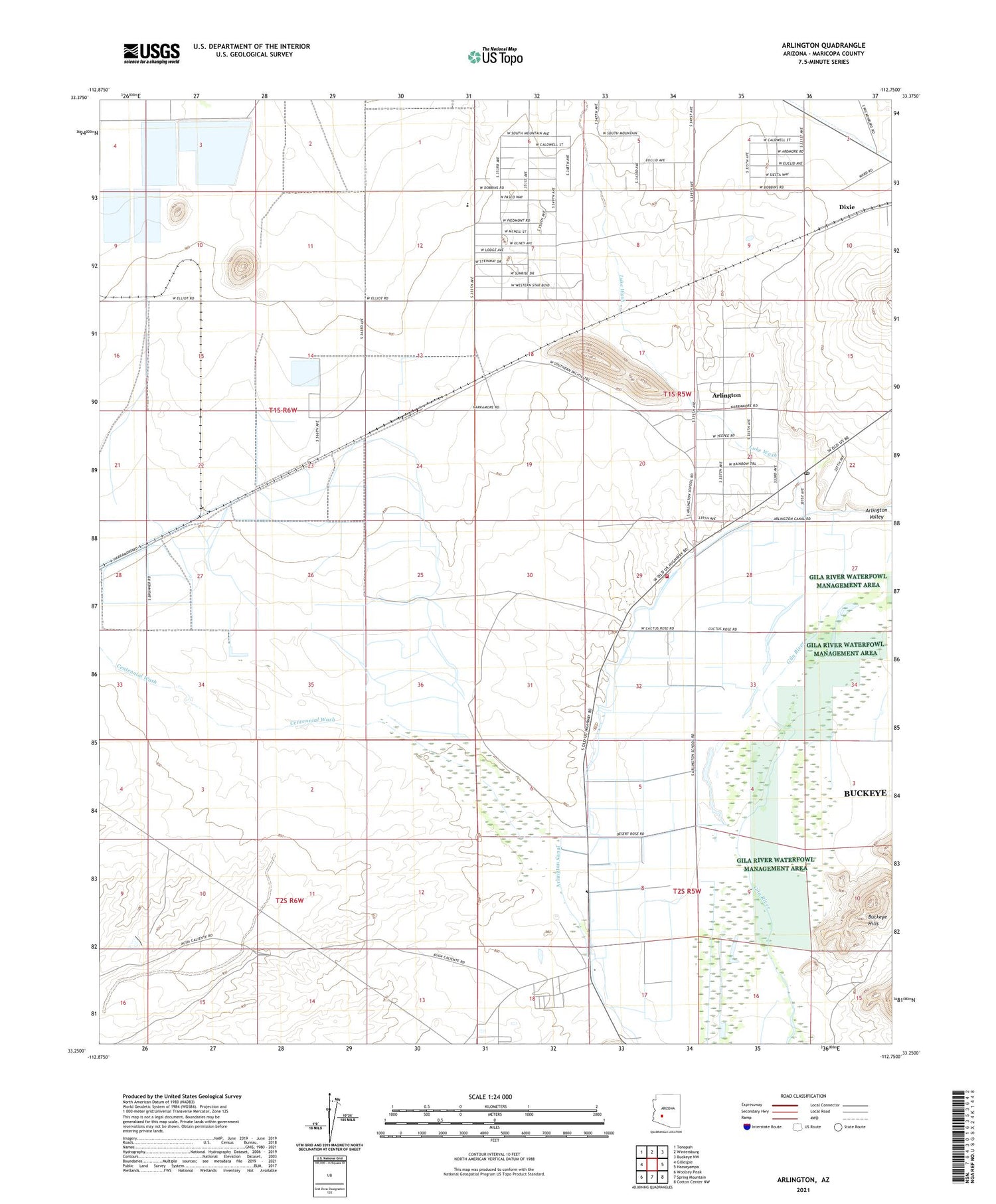 Arlington Arizona US Topo Map Image