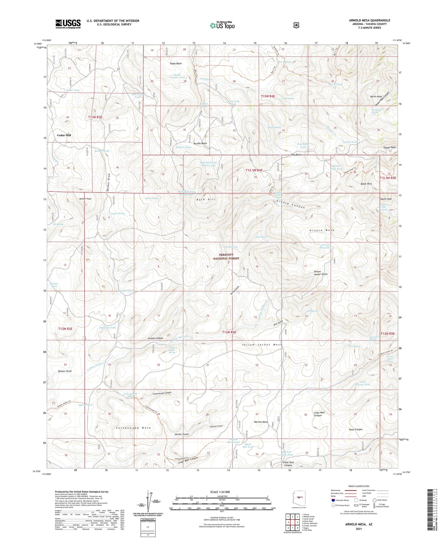 Arnold Mesa Arizona US Topo Map Image
