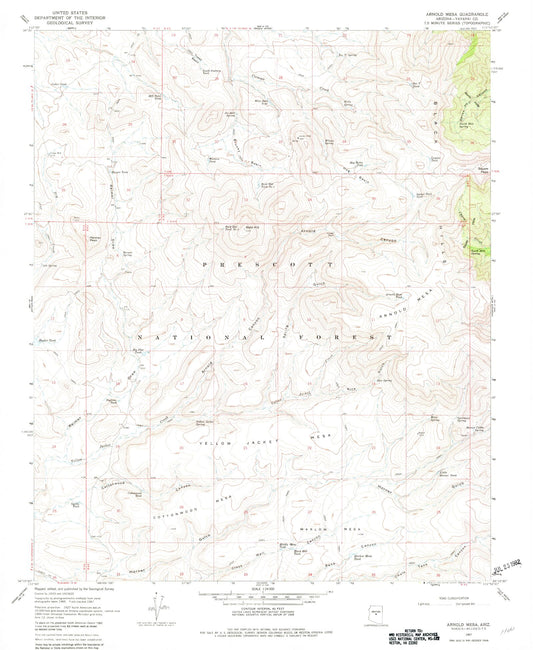 Classic USGS Arnold Mesa Arizona 7.5'x7.5' Topo Map Image