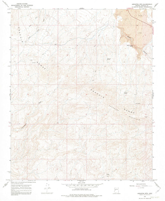 Classic USGS Arrastra Mountain Arizona 7.5'x7.5' Topo Map Image