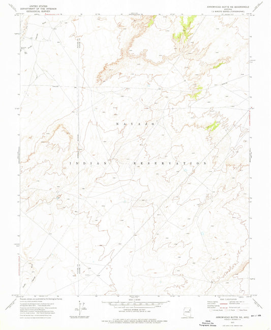 Classic USGS Arrowhead Butte NE Arizona 7.5'x7.5' Topo Map Image