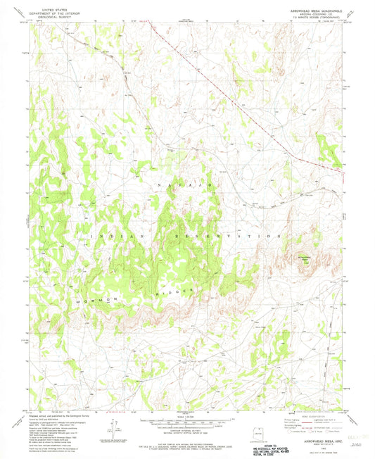 Classic USGS Arrowhead Mesa Arizona 7.5'x7.5' Topo Map Image