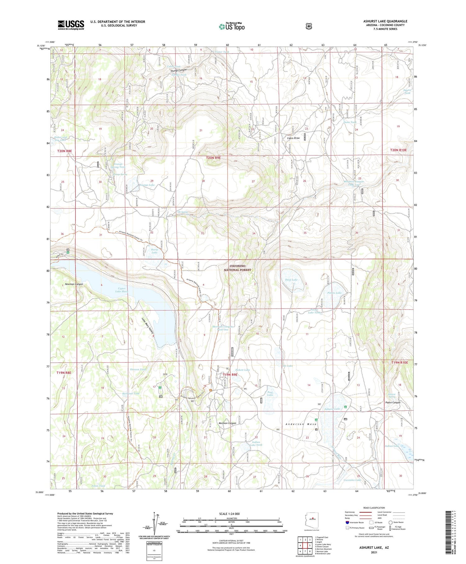 Ashurst Lake Arizona US Topo Map Image