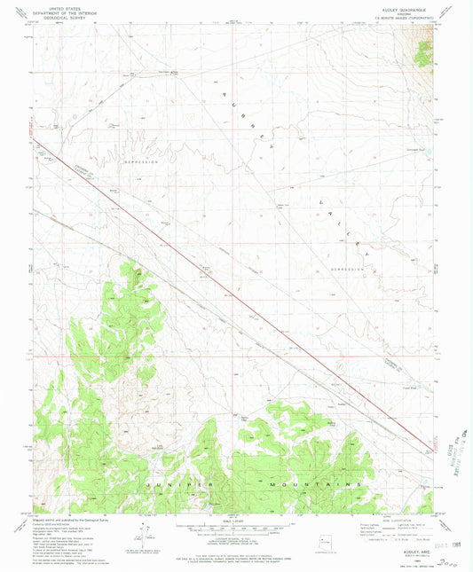 Classic USGS Audley Arizona 7.5'x7.5' Topo Map Image