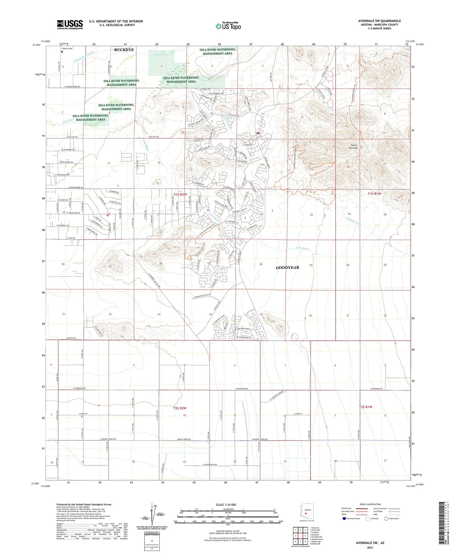 Avondale SW Arizona US Topo Map Image