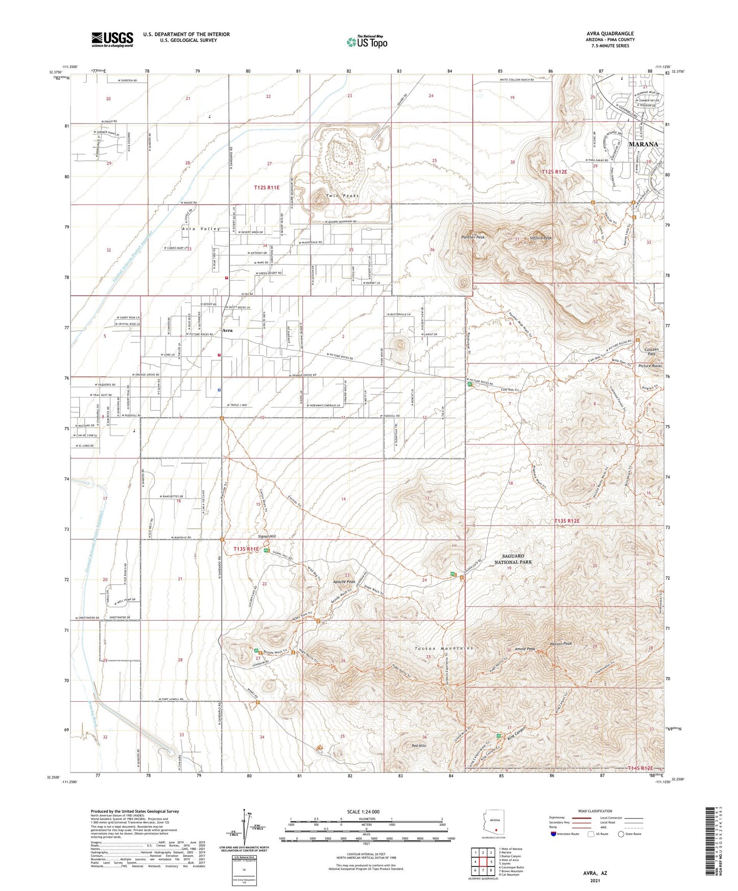 Avra Arizona US Topo Map Image