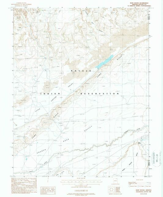 Classic USGS Baby Rocks Arizona 7.5'x7.5' Topo Map Image