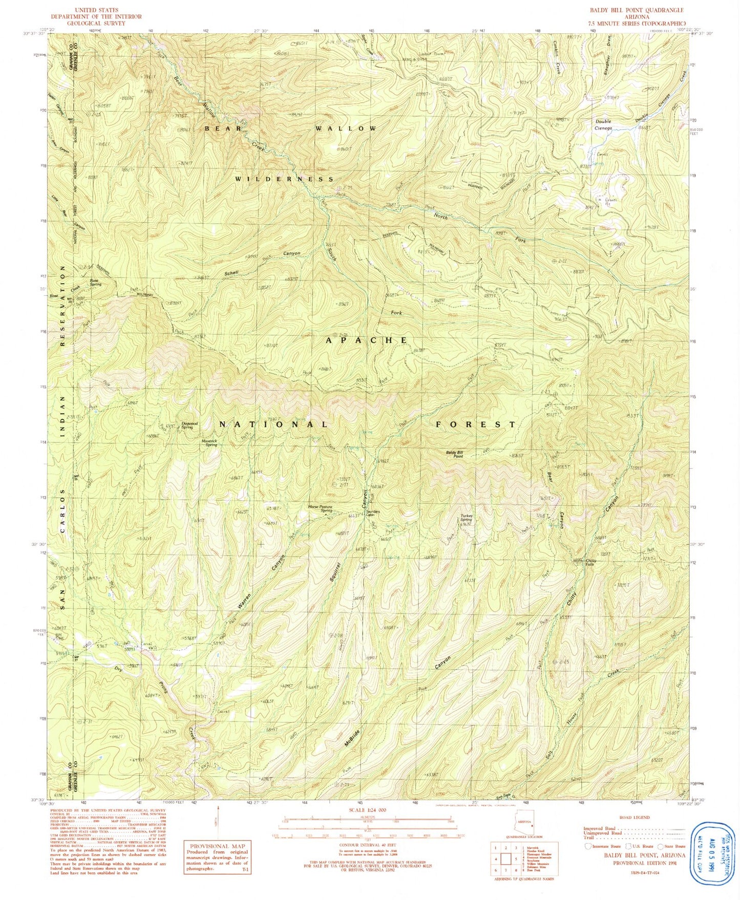 Classic USGS Baldy Bill Point Arizona 7.5'x7.5' Topo Map Image