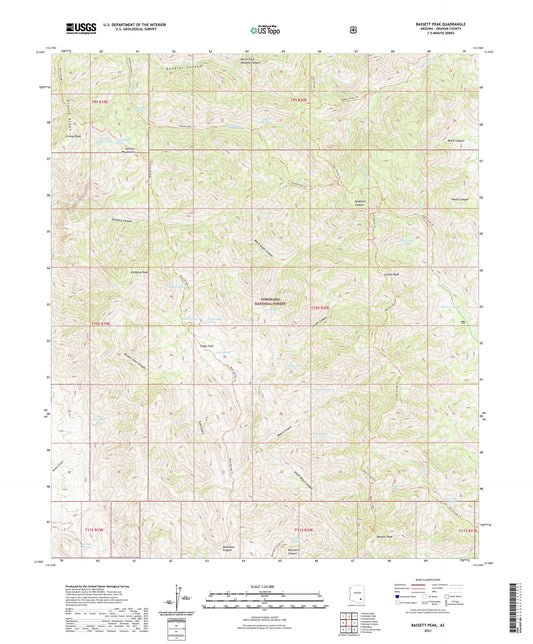 Bassett Peak Arizona US Topo Map Image