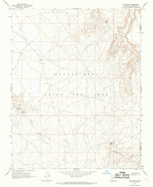 Classic USGS Bat Spring Arizona 7.5'x7.5' Topo Map Image