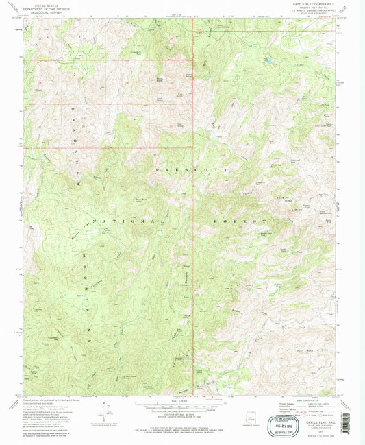 Classic USGS Battle Flat Arizona 7.5'x7.5' Topo Map Image