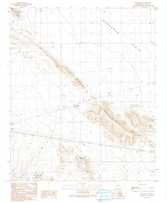 Classic USGS Bear Hills Arizona 7.5'x7.5' Topo Map Image