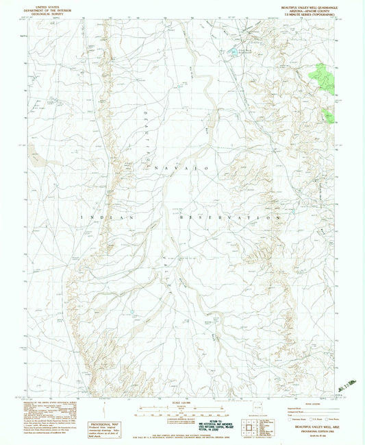 Classic USGS Beautiful Valley Well Arizona 7.5'x7.5' Topo Map Image