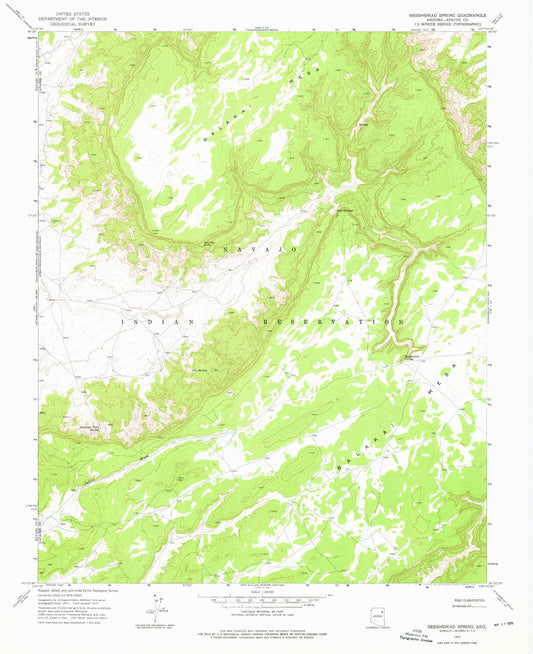 Classic USGS Beeshsikad Spring Arizona 7.5'x7.5' Topo Map Image