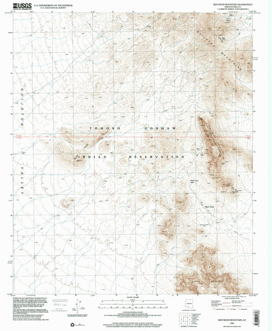Classic USGS Ben Nevis Mountain Arizona 7.5'x7.5' Topo Map Image