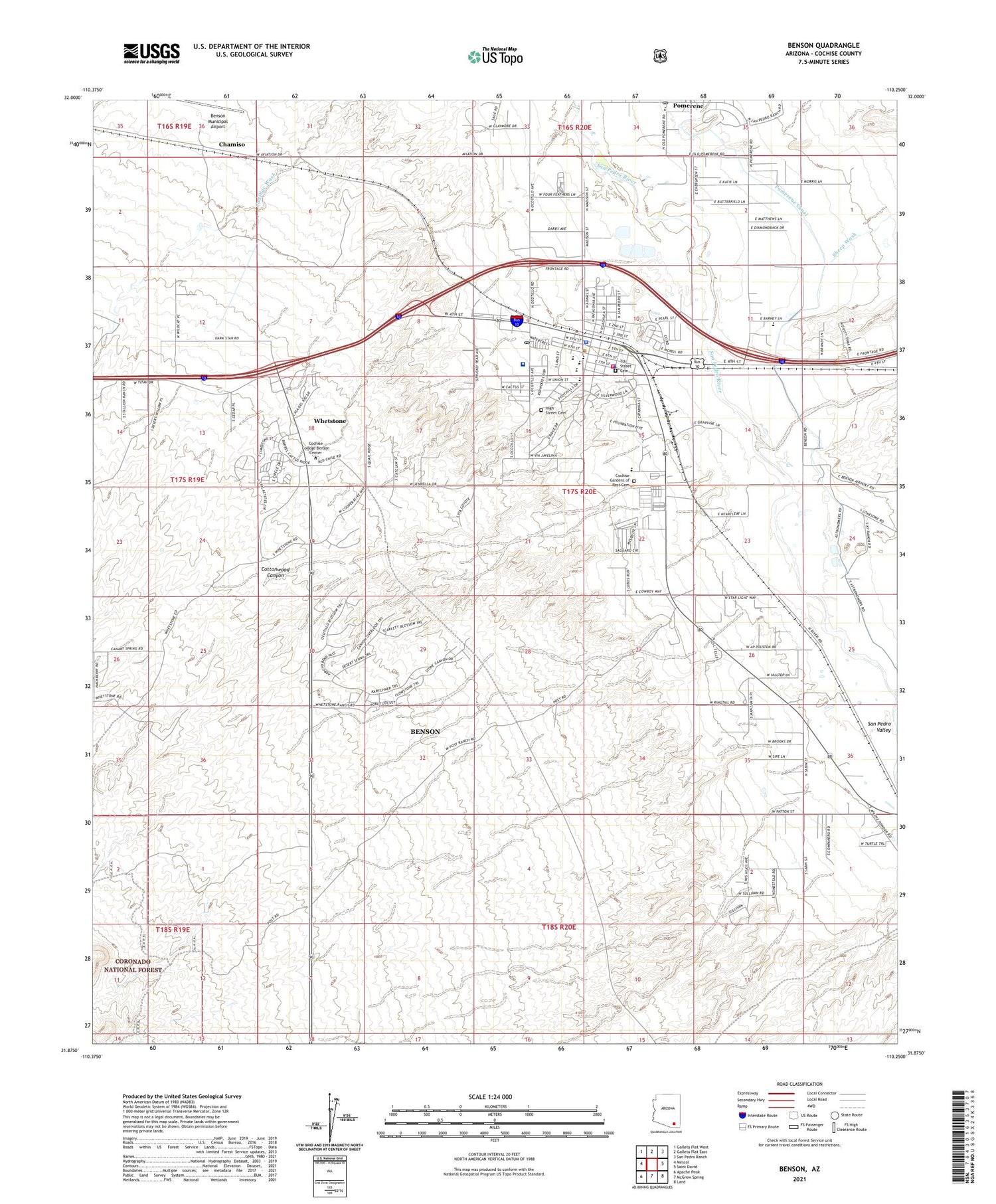 Benson Arizona US Topo Map Image