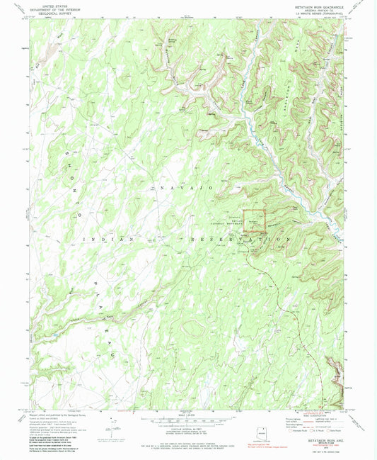 Classic USGS Bubbling Spring Canyon Arizona 7.5'x7.5' Topo Map Image