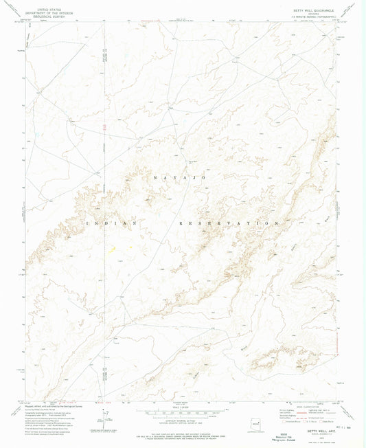 Classic USGS Betty Well Arizona 7.5'x7.5' Topo Map Image