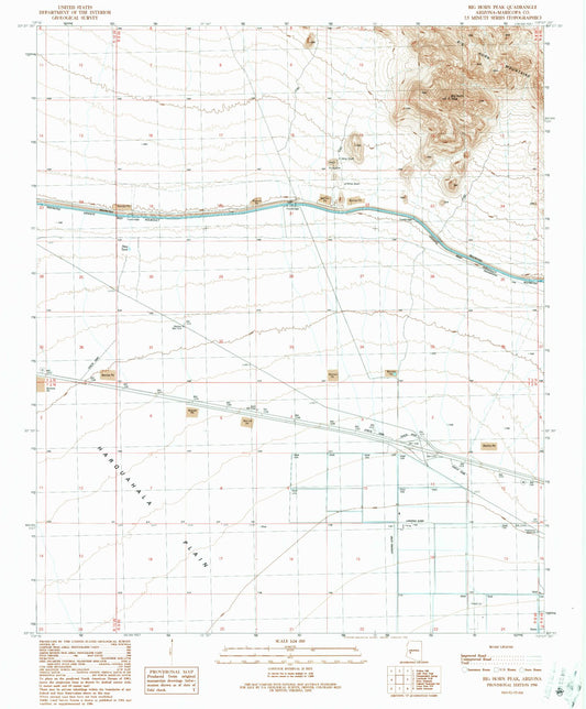 Classic USGS Big Horn Peak Arizona 7.5'x7.5' Topo Map Image