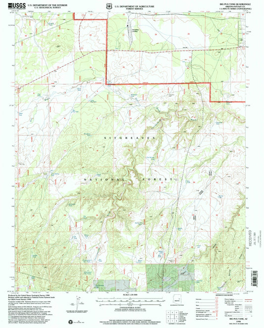 Classic USGS Big Pug Tank Arizona 7.5'x7.5' Topo Map Image