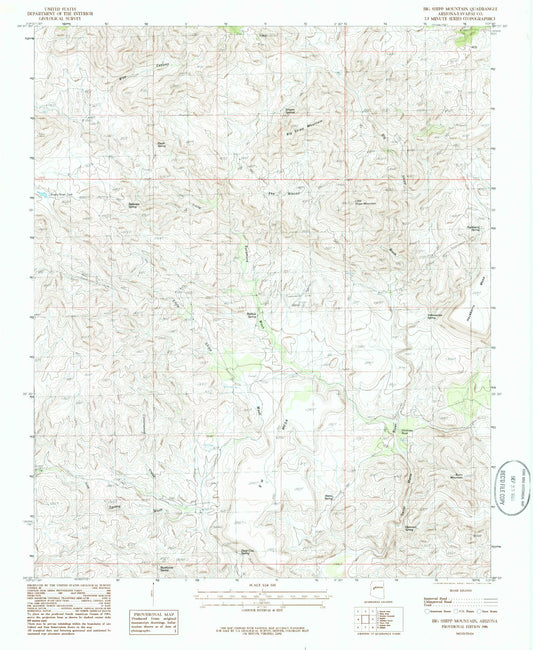 Classic USGS Big Shipp Mountain Arizona 7.5'x7.5' Topo Map Image